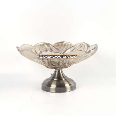 NO P016 popular metal base leaves pattern fruit plate for living dining employ