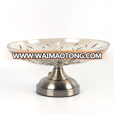 NO P030 chinese style Leaves pattern High quality glass Popular fruit plate  with the people